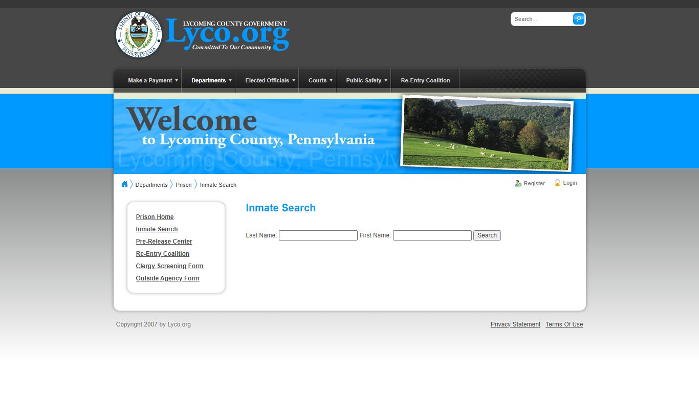 Lycoming County > Inmate Search