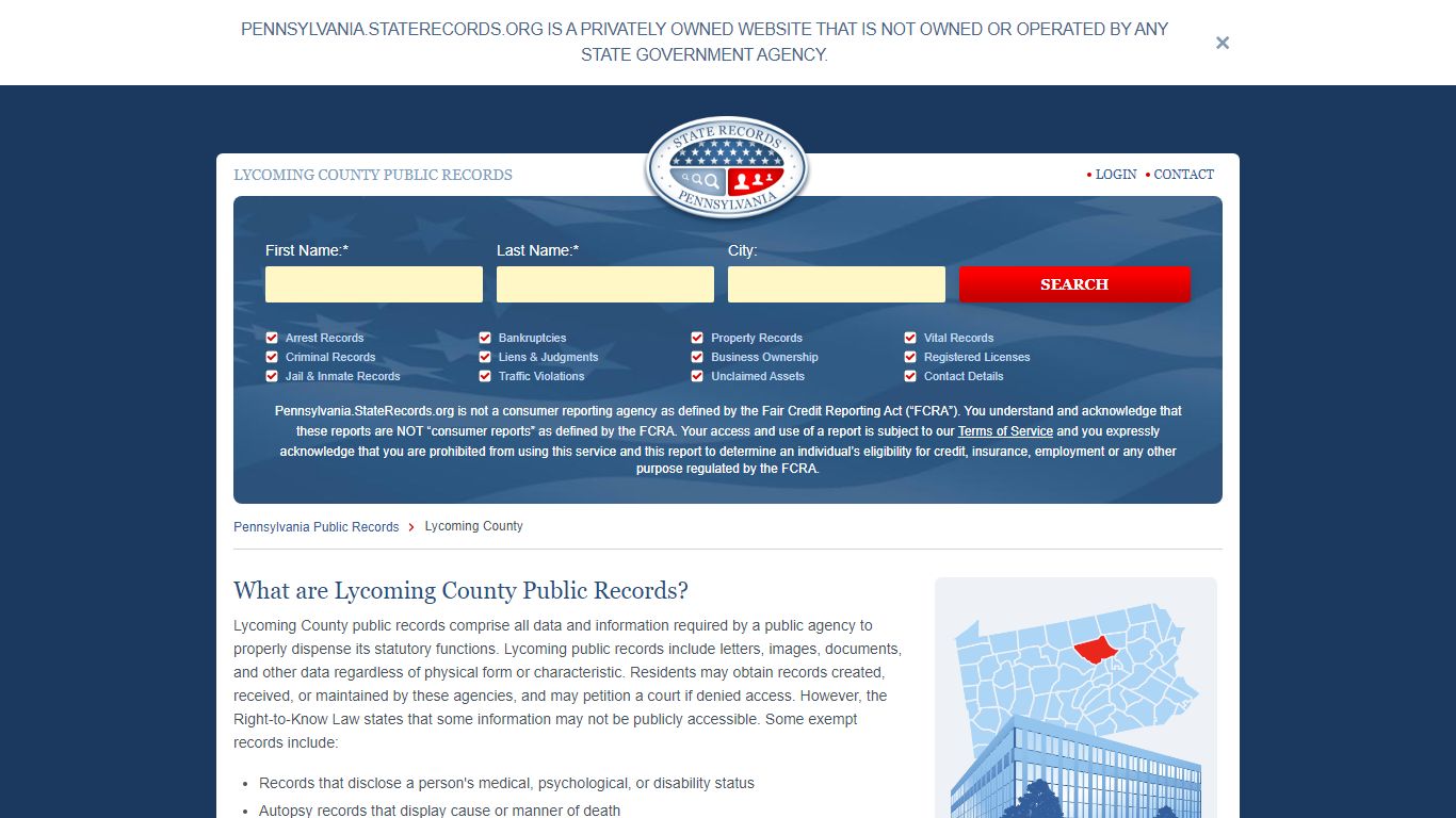Lycoming County Arrest, Court, and Public Records - StateRecords.org